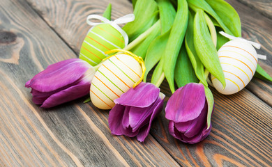 Tulips and easter eggs
