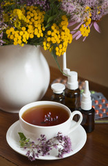 medicinal herbs, honey, herbal tea