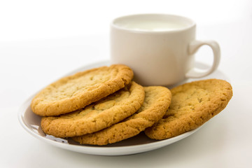plain sugar cookies and cup of milk