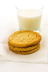 plain sugar cookies and glass of milk