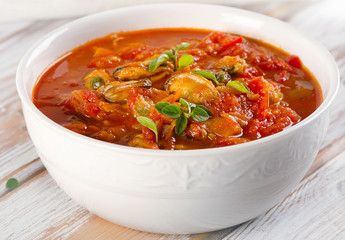 Bowl of  seafood soup