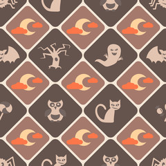 seamless background with symbols of Halloween