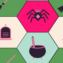 seamless background with symbols of Halloween