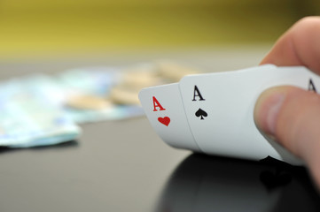 Poker, As, Texas Hold'em, Einsatz, Spieler, Glück, Pech