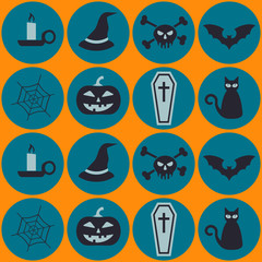seamless background with symbols of Halloween