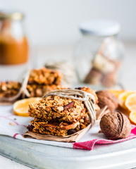 granola bars citrus, seeds, peanut butter and dried fruit