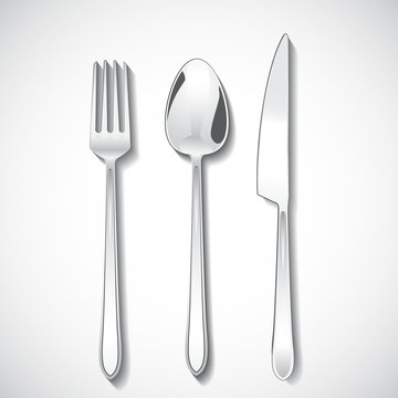 Vector cutlery. Fork, spoon and knife.
