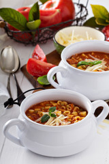 Soup with lentils, pasta and tomatoes