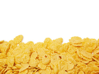 cornflakes background with copy space over white