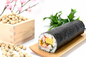 海鮮巻き寿司と大豆