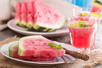Watermelon slices on a plate