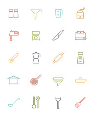 Kitchen and Cooking Vector Line Icons Collection