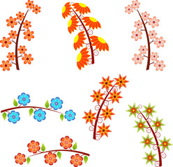 Isolated Spring Flower Tree Branches Illustrations