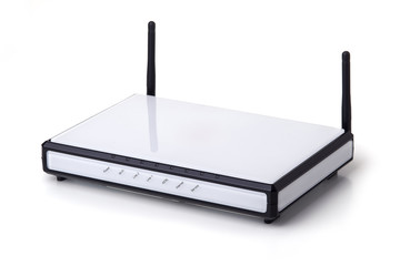 Wi-fi modem isolated on white background.