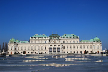 Fototapeta na wymiar Vienna belvedere palace in winter (2/3 sky)