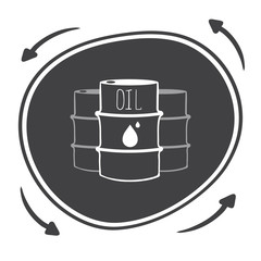 Hand drawn Vector black barrels with oil labels