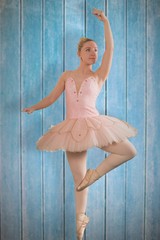 Composite image of pretty ballerina dancing