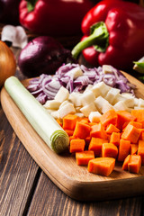 Chopped vegetables: carrots, parsley and onion