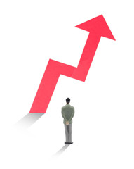 Businessman watch how statistic arrow growth
