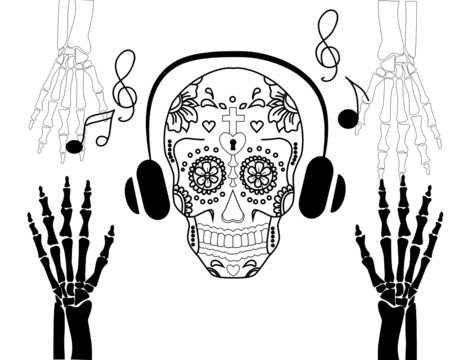 ghost stripes skull. For use in art. vector