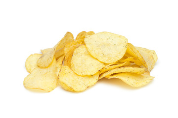 potato chips isolated on the white background