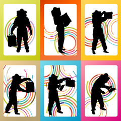 Beekeeper working set vector background