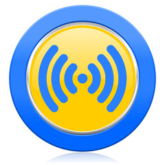 wifi blue yellow icon wireless network sign