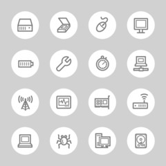Computer components web icons set