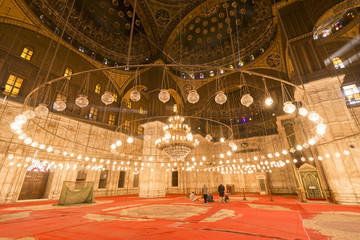 Fototapeta na wymiar Inside of the mosque of Muhammad Ali, Saladin Citadel of Cairo