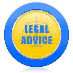 legal advice blue yellow icon law sign