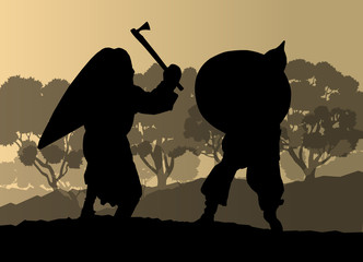 Medieval warrior, crusader vector background concept