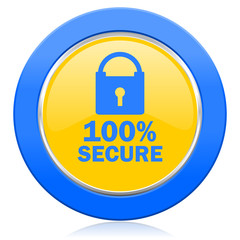 secure blue yellow icon