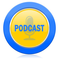 podcast blue yellow icon