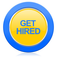 get hired blue yellow icon