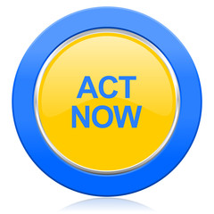 act now blue yellow icon