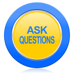 ask questions blue yellow icon