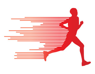 Man runner silhouette vector background template concept