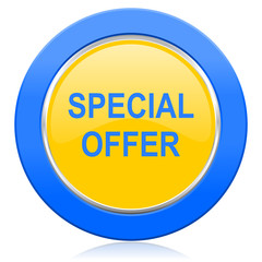 special offer blue yellow icon