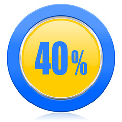 40 percent blue yellow icon sale sign