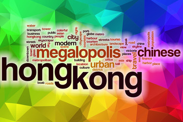 Hong Kong word cloud with abstract background