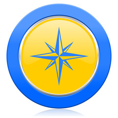 Fototapeta premium compass blue yellow icon