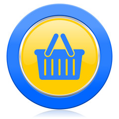 cart blue yellow icon shopping cart symbol