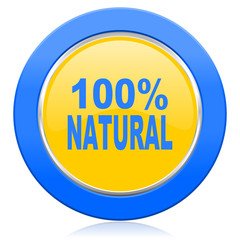 natural blue yellow icon 100 percent natural sign