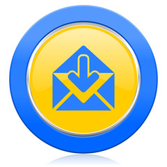 email blue yellow icon post message sign