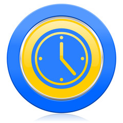 time blue yellow icon watch sign