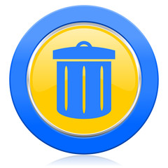 recycle blue yellow icon recycle bin sign