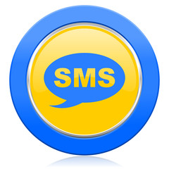sms blue yellow icon message sign