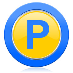 parking blue yellow icon