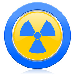 radiation blue yellow icon atom sign