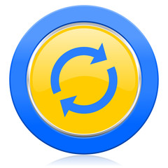reload blue yellow icon refresh sign